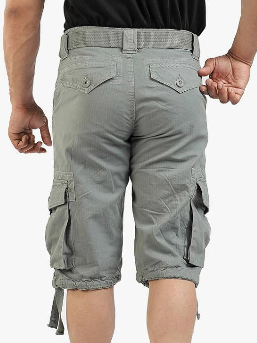Shorts Mens Grey Cargo Long Shorts with Belt ***Bought in DUBAI